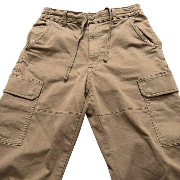 Uniqlo Cargo Jogger Pants Mens Size S Wide-Fit Drawstring Stretch Beige - Picture 3 of 5